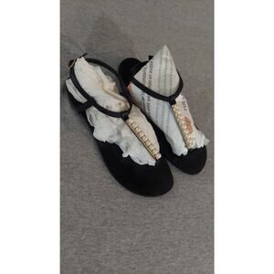 Aldo Women Leather Black Thong Strappy Sandals Sz 6